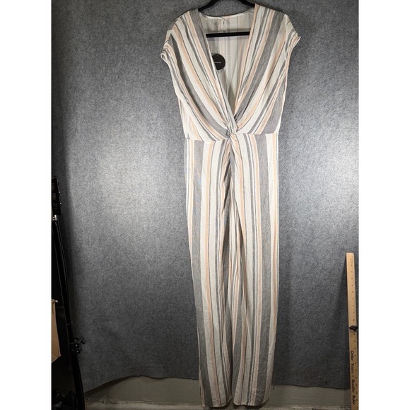 Lulus Women's Striped‎ Maxi Dress Large Twist Front and Side Slit Swim Cover - Picture 2 of 8
